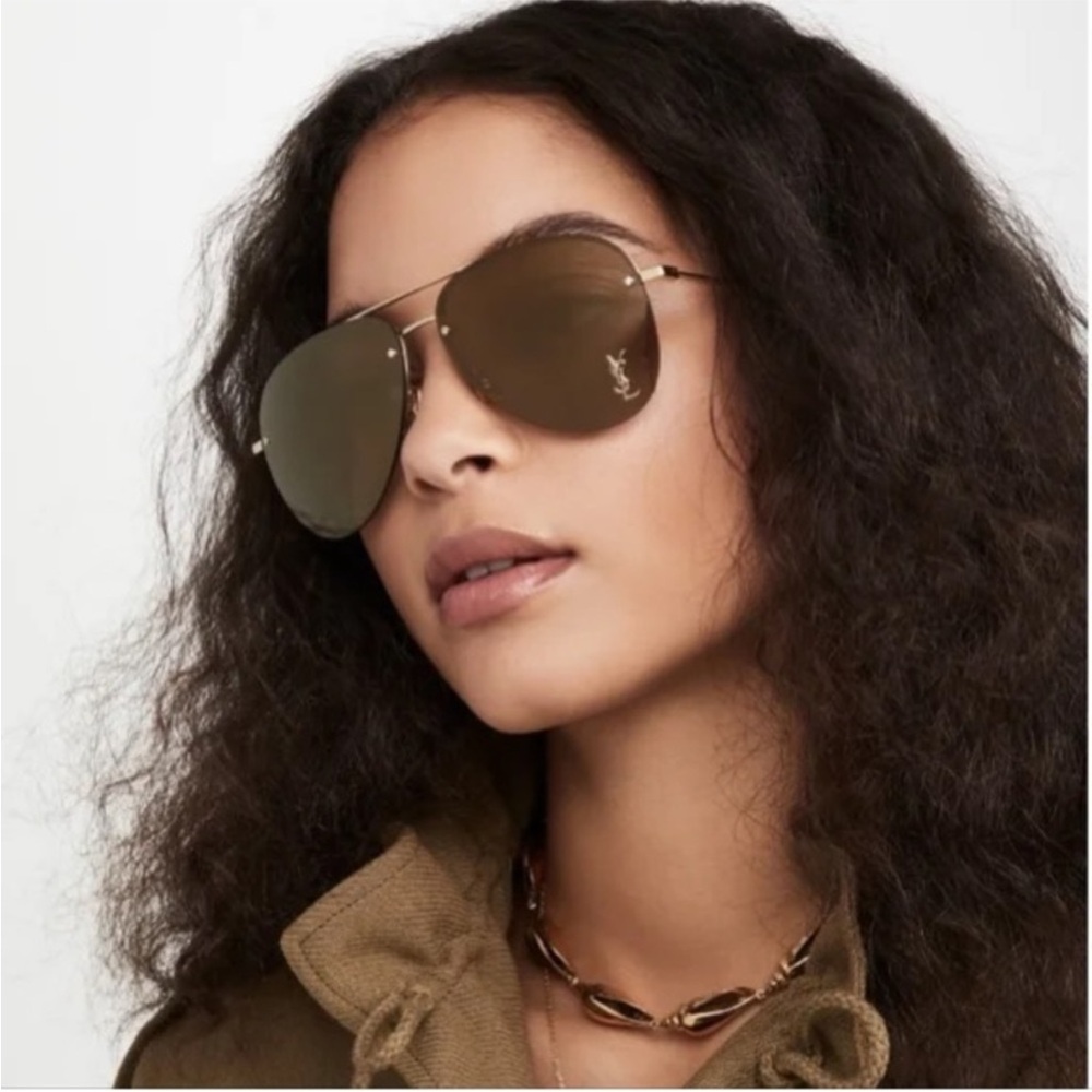 Sale 🤯 SAINT LAURENT Classic 11 M Brow Bar Aviator Sunglasses, 59mm